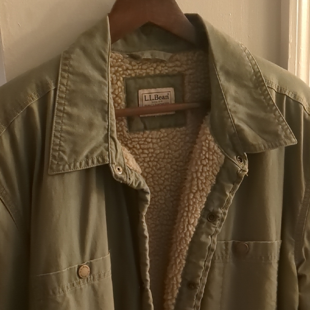 L.L. Bean Men's Olive Green Field Jacket with Sherpa Lining